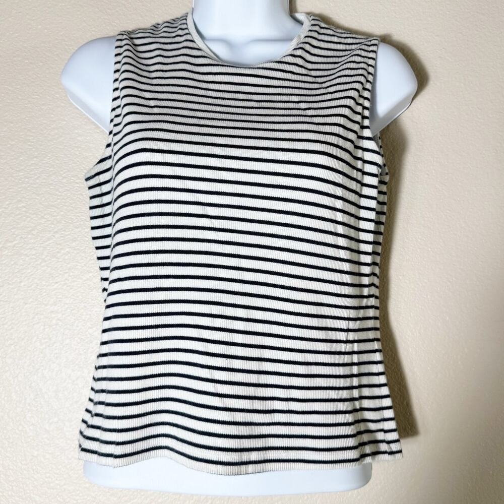boden | striped black & white cotton women's sleeveless top sz 8